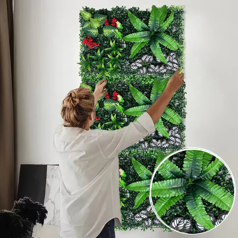 1pc Artificial Plant Wall for Outdoor Decoration Indoor Wall Plant Decoration Panel with Simulated Plants