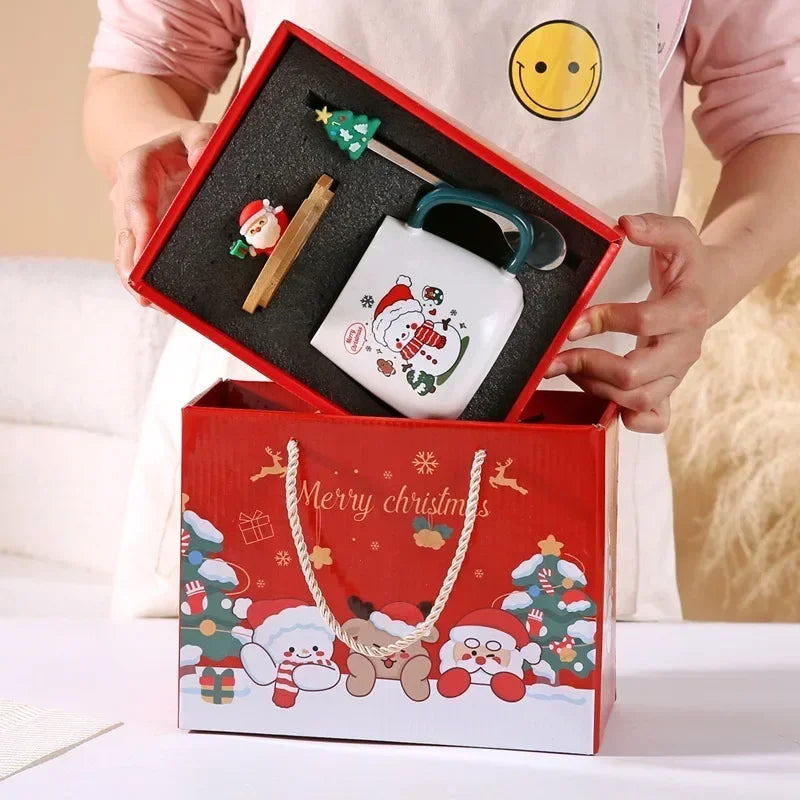 Mug Gift Box Ceramic Mug Christmas Gift Ceramic Mug with Lid with Spoon Set Cup Coffee Cup Christmas Dropshipping