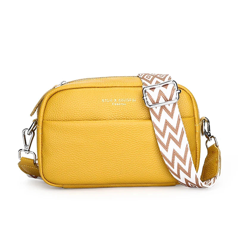 High Quality Genuine Leather Women's Crossbody & Shoulder Bag | Luxury Solid Color Cow Leather Handbag (Female Messenger Tote Sac)