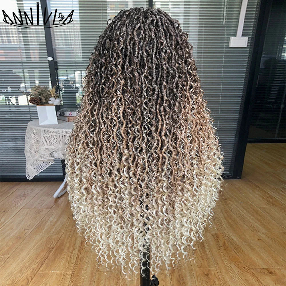 Luxurious Goddess Faux Locs Wig | Full Lace Braid with Baby Hair | Bohemian Twist Crochet Curls | Kanekalon Synthetic Wig for Black Women