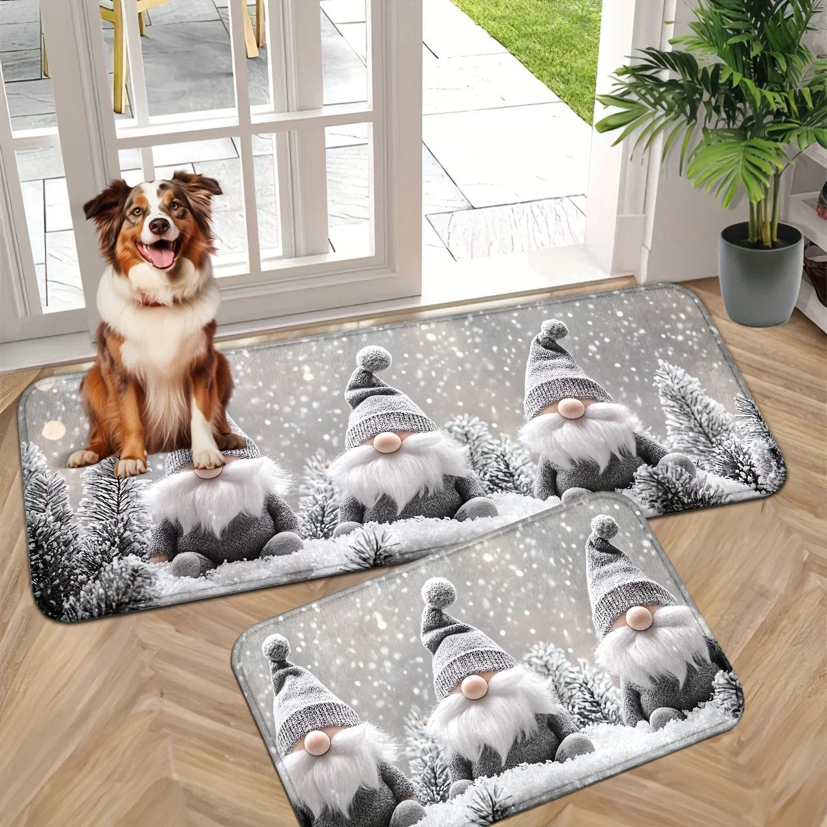 VIKAMA Christmas Carpet Snow Scene Soft Doormat Welcome Mat Shoe Bench Mat Hallway Rug Bedroom Carpet Outdoor Carpet Christmas D