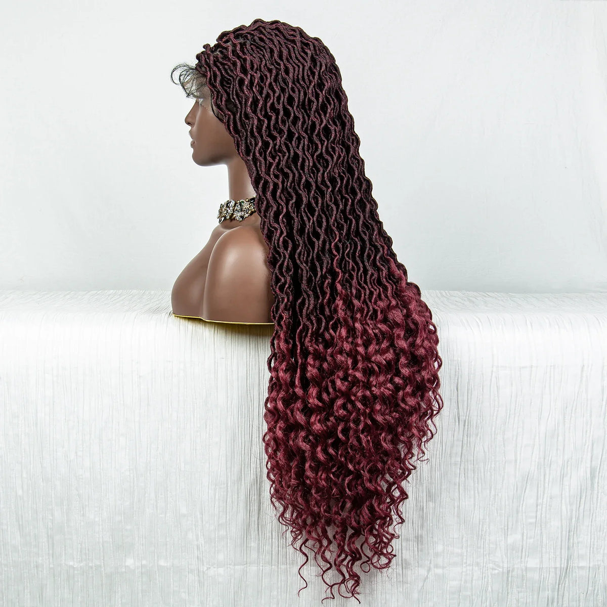 Colorful Dreadlocks & Water Wave Braids Wig | Lace Front | Baby Hair