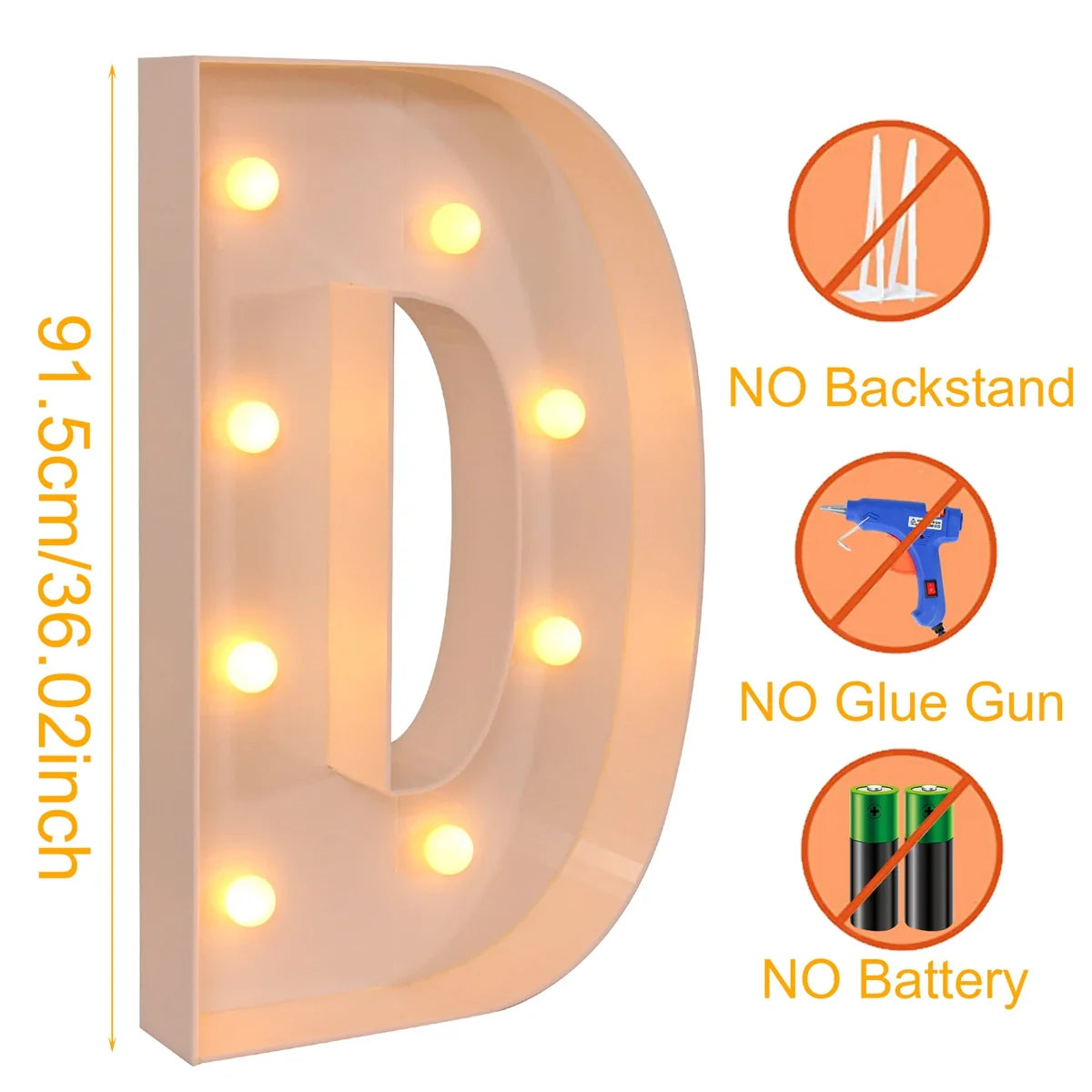 91.5CM Giant Letter Led Light Frame Box Baby Shower 1st Birthday Wedding Party Decor Christmas DIY Name Balloon Filling Box