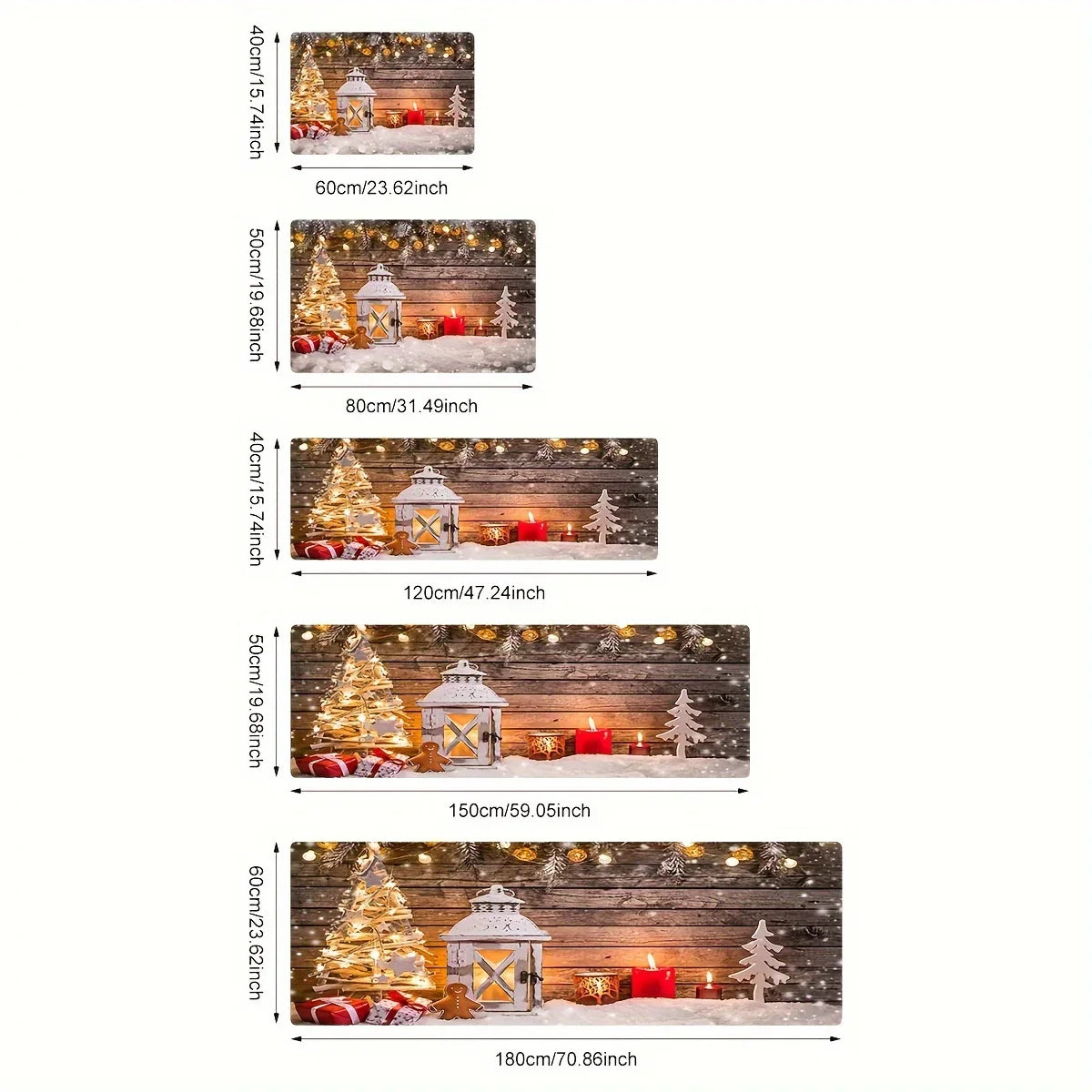 VIKAMA Christmas Snow Scene Carpet 2pcs Kitchen Rug Doormat Welcome Mat Outdoor Carpet Rug For Bedroom Living Room Carpet Home D