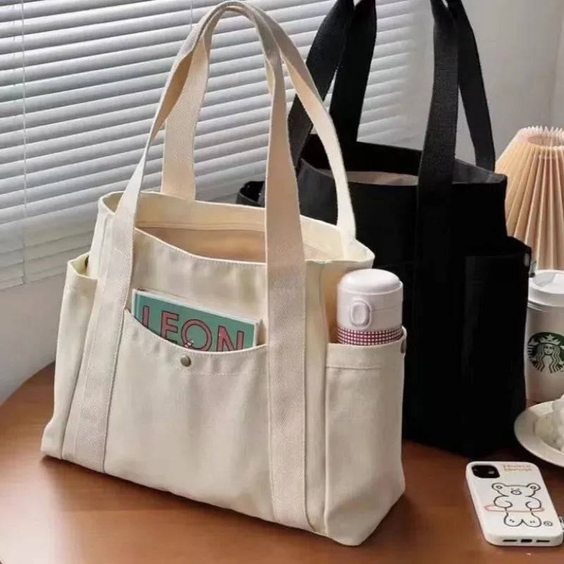 Canvas Bag Female Ins Forest Style | Versatile Shoulder Bag & Large Capacity Book Storage (Student Class Commuter Bag, Portable Cloth Tote)