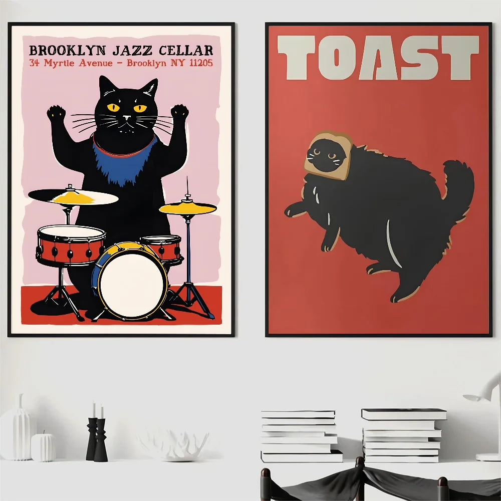 Modern Pop Black Cat Wall Art Poster Poster Paper Print Home Living Room Bedroom Entrance Bar Cafe Art Painting Decoration