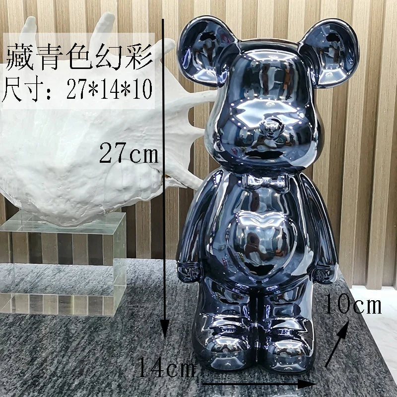 27/cm Ceramic Cartoon Teddy Bear Figurine Love Bear Ornament Living Room Small Piggy Bank Wine Cabinet Desktop Home Decoration