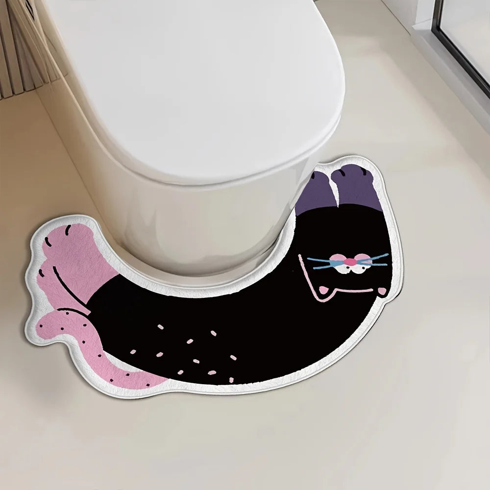 VIKAMA Diatomaceous Earth Bathroom Floor Mat Surround Shape Toilet Floor Rug Absorbent Non-Slip Mat Anti-Fouling Bathroom Decora