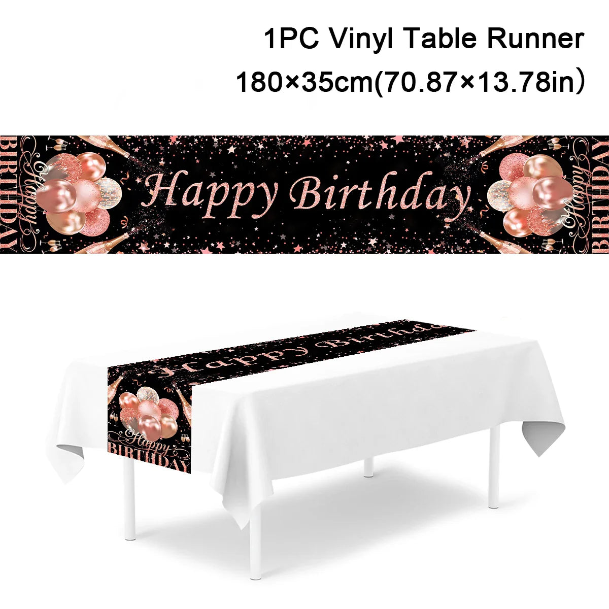 Black Gold Birthday Table Runner 30 50 Birthday Tablecloth Balloon Party Decoration For Home Backdrop Wedding Adult Anniversary