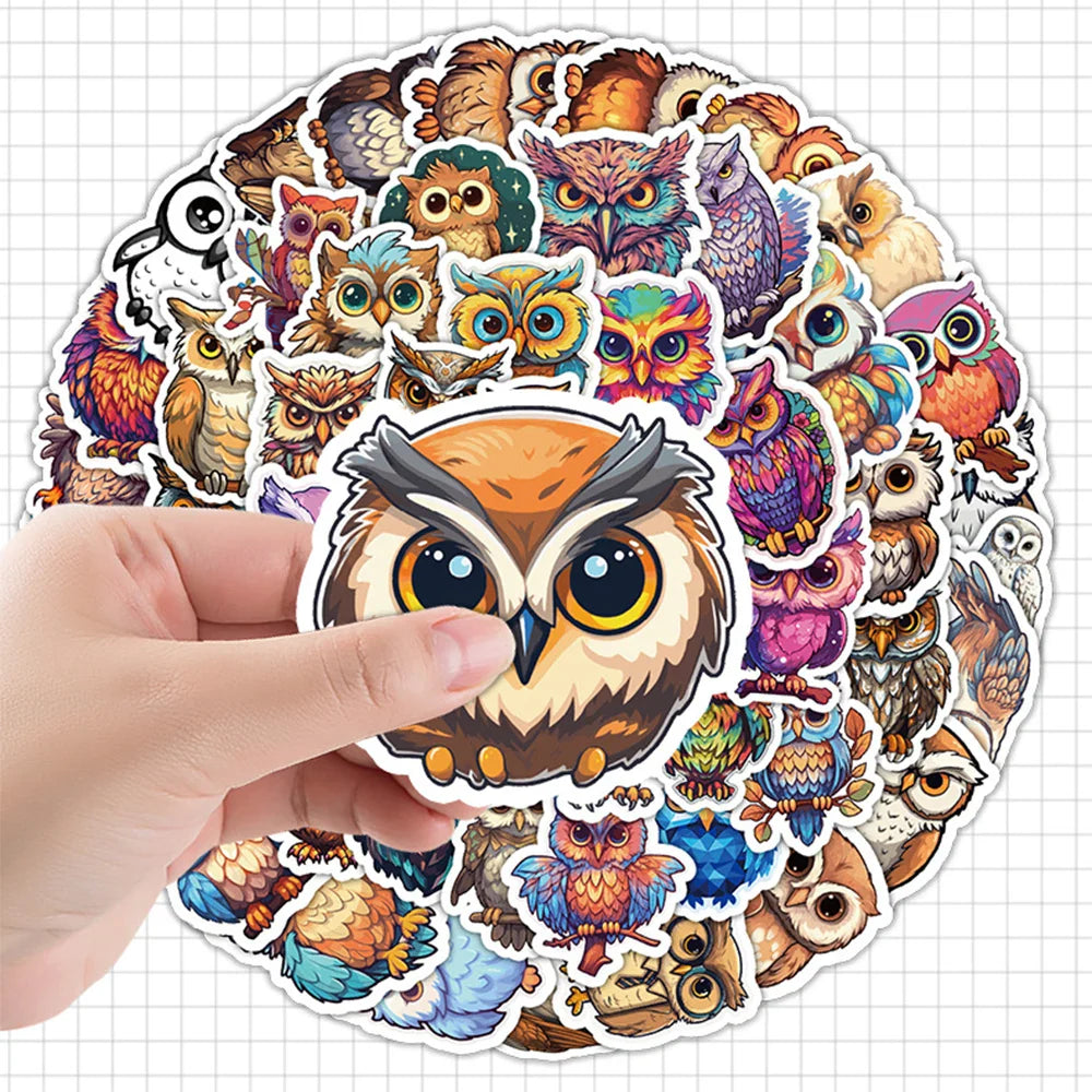 10/30/50pcs Cartoon Funny Cute Animal Owl Graffiti Creative Stickers Laptop Suitcase Notebook Stationery Sticker for Kids Toys