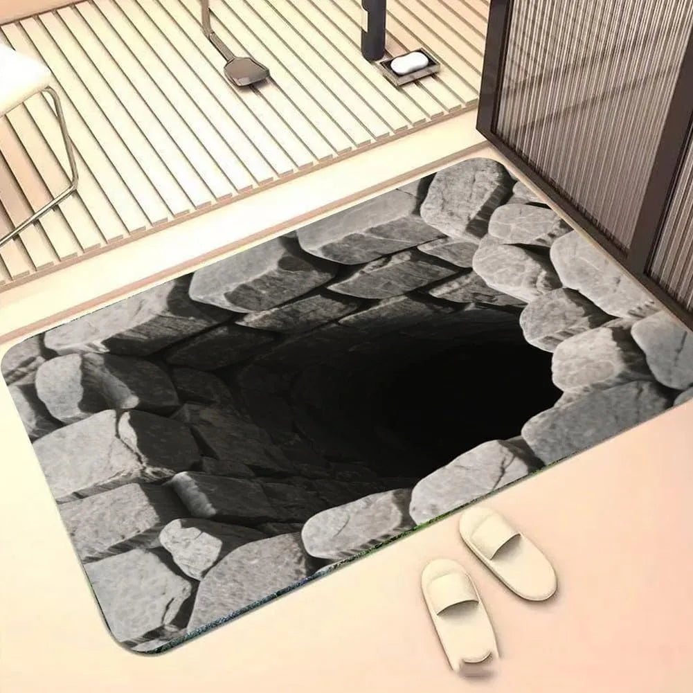3D Optical Illusions Pond Effect Door Mat Funny Hole Design Entrance Rug Indoor Outdoor Home Decor Soft Non-Slip Carpet