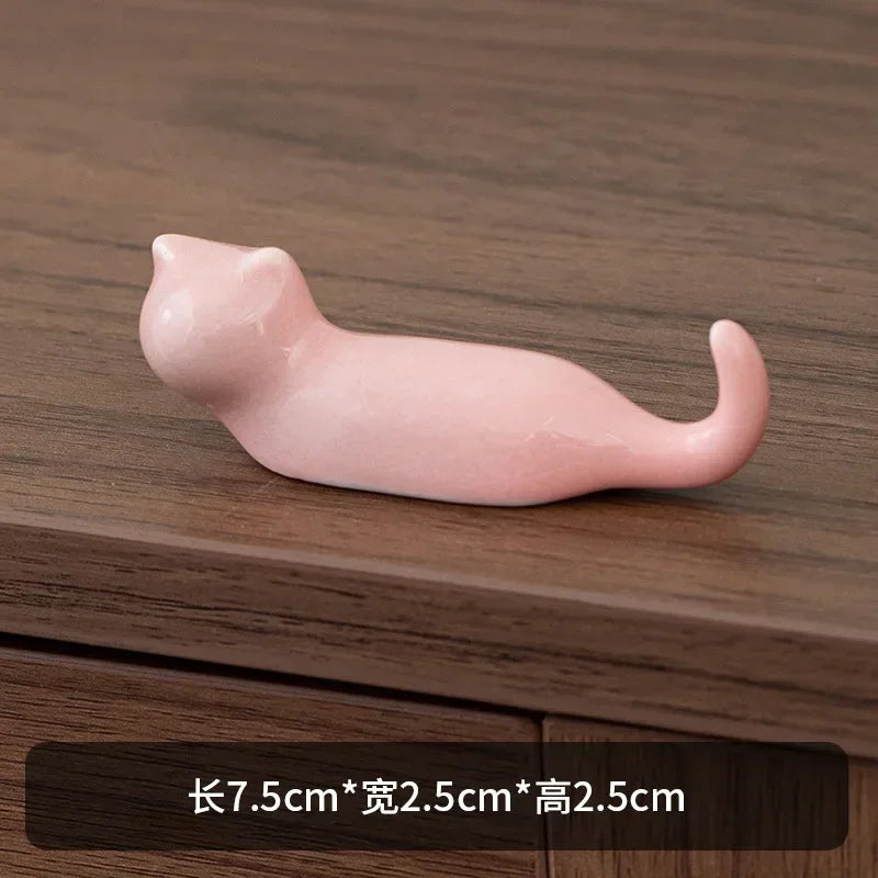 Japanese Style Underglaze Ceramic Cute Cat Chopstick Holder Chopstick Pillow Chopstick Rest Tableware Spoon Bracket