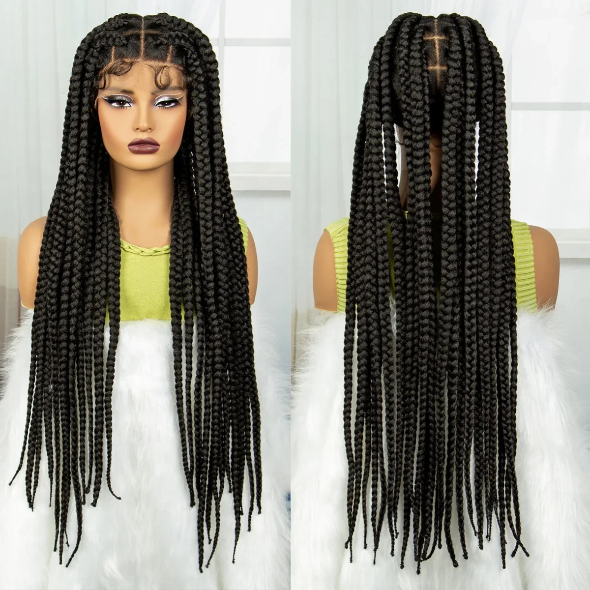 Knotless Twist Braids Full Lace Wig | Straight Synthetic Braids | Baby Hair | Black Women