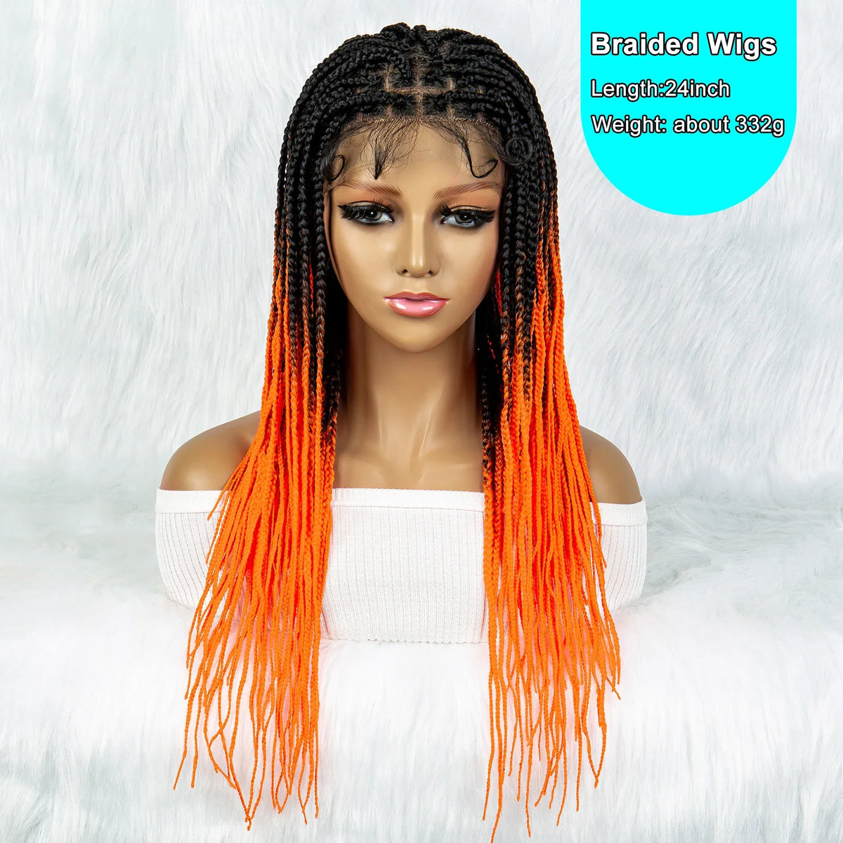 Colorful Knotless Box Braids Wig | Full Lace Front with Baby Hair