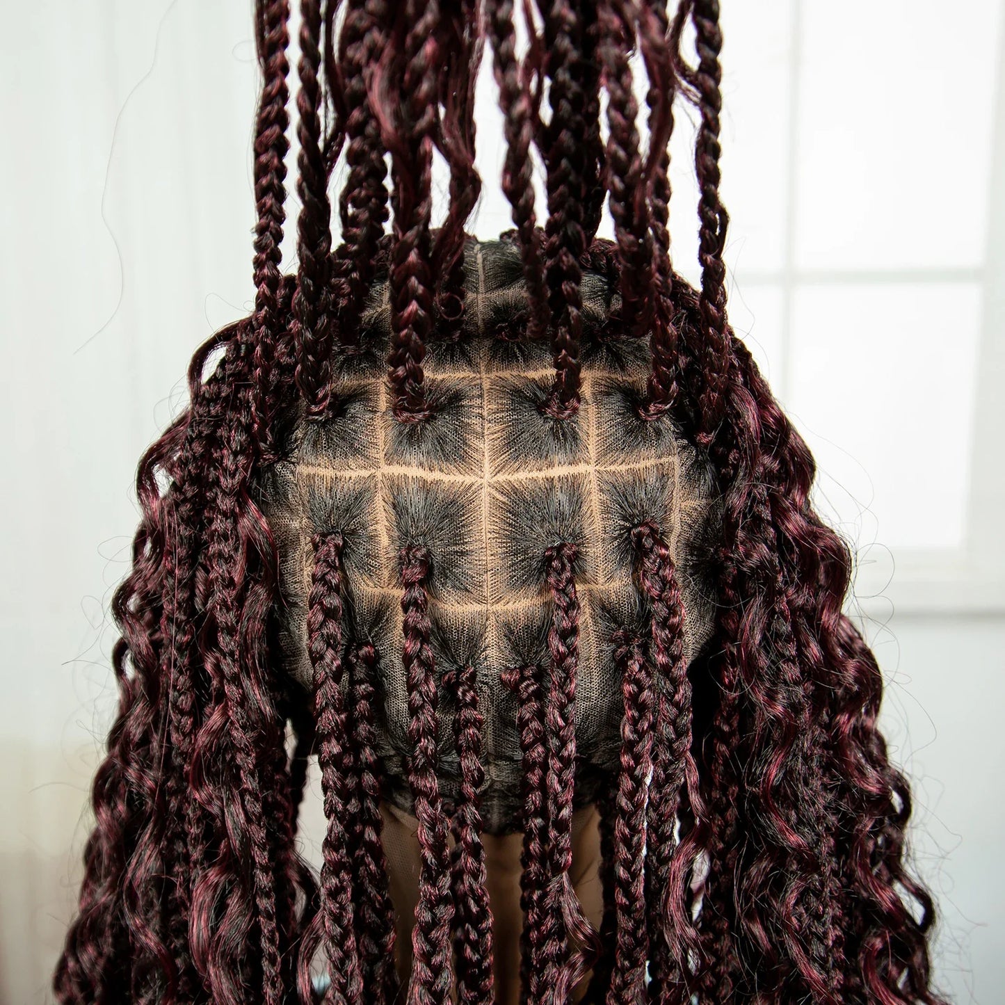 Ombre Knotless Braids Wig | Curly Ends | Full Lace | Baby Hair | Handmade