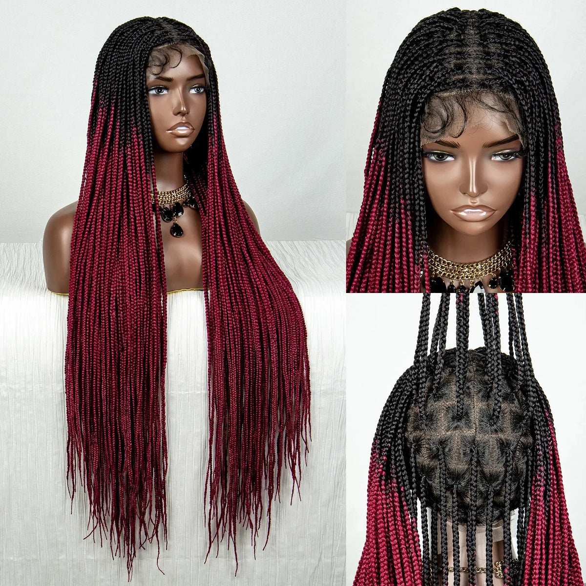 Straight Orange Knotless Box Braids Wig | HD Full Lace Frontal | Baby Hair