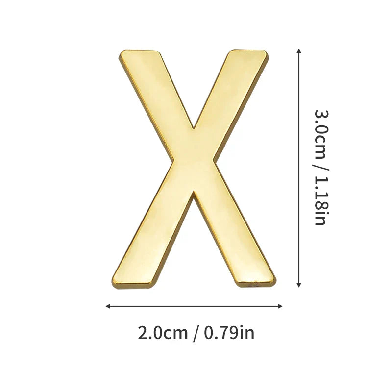 1Pcs Metal Self Adhesive House Number English Alphabet Letters for Apartment Room Door Plate Table Mailbox Number Stickers 3*2cm