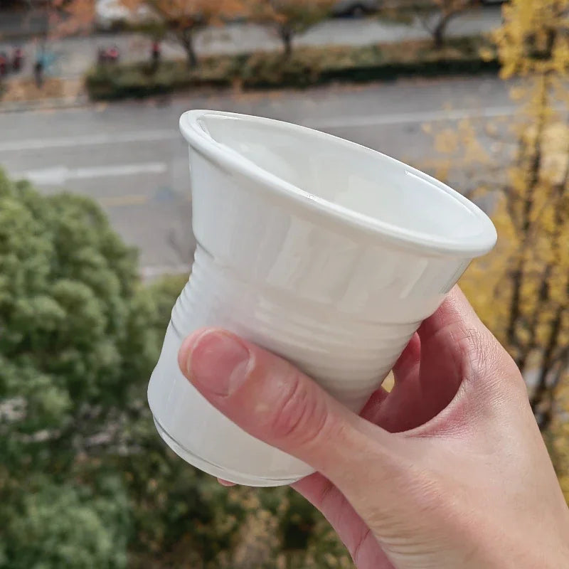 6.7oz Korean Style Cups and Mugs Coffee Mug White Ceramic Nordic Wrinkle Cup 200ml Drinking Coffe Tumbler English Letter Gift