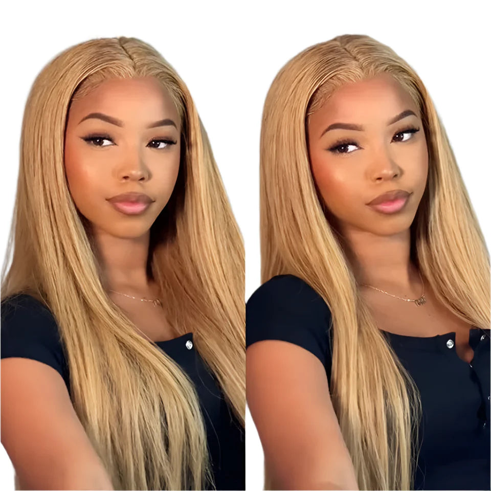 Golden Blonde #30 Straight T-Part Lace Front Wig | Indian Remy Human Hair