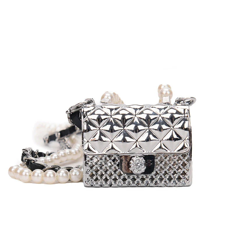 Fashionable Metal Shoulder Bags for Women | High Quality Crossbody Bag & Designer Clothing Accessories (Satchel Cute Mini Diamond Bag)