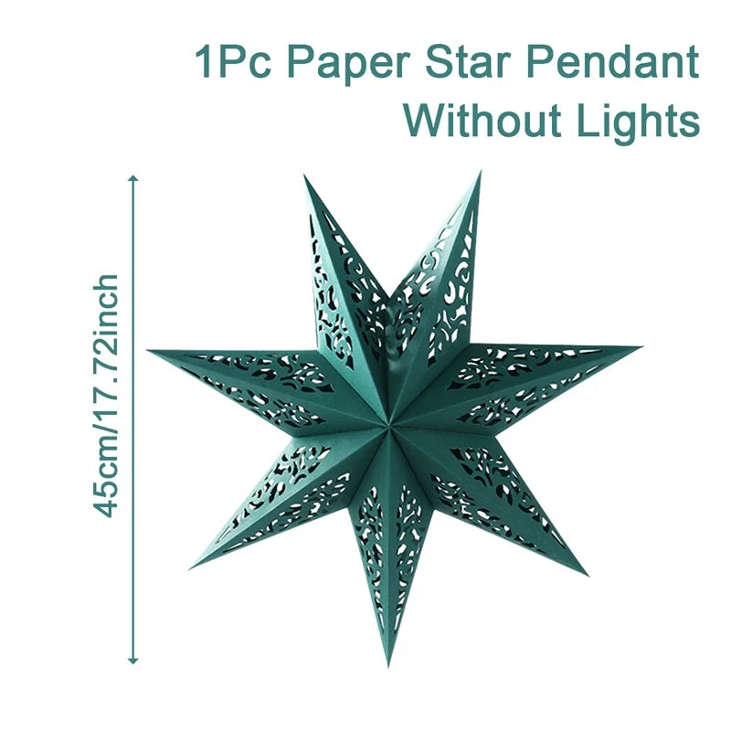 30-75cm Hollow Star Hanging Pendant Eid Mubarak Christmas Ramadan Decoration 2024 Islamic Muslim Party Decor Ramadan Kareem Gift