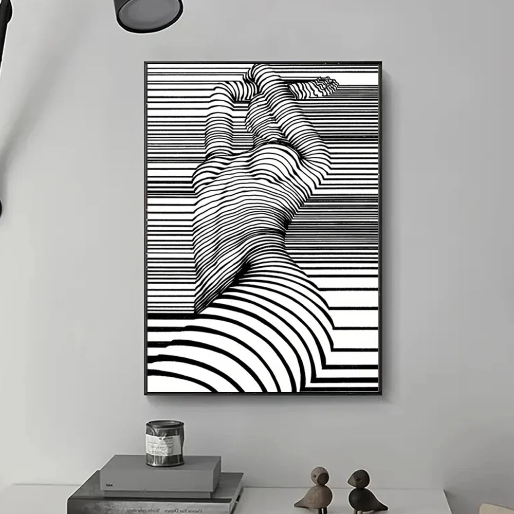 Modern Abstract Wall Art Black and White Nude Woman Picture HD Canvas Printed Poster Home Living Room Hallway Decoration