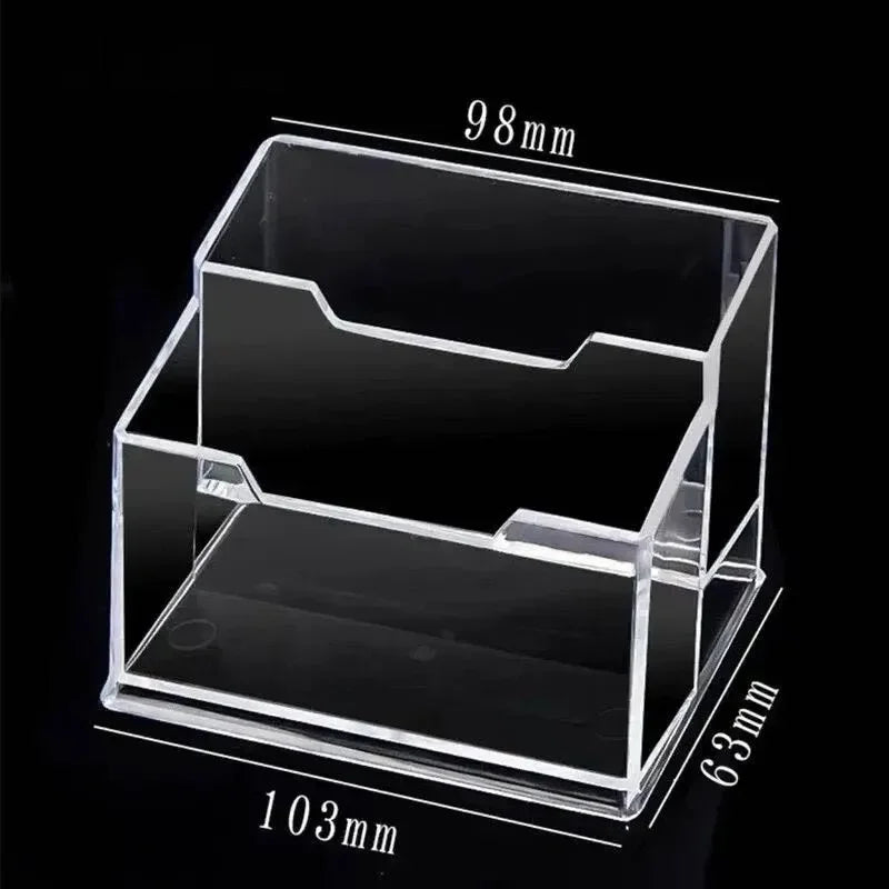 1pc Transparent Desktop Acrylic Shelf Storage Box – Display Stand & Business Card Holder