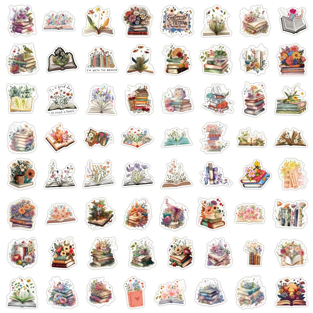 10/30/60PCS INS Style Flowers Book Vsco Cartoon Stickers Aesthetic Decals for Kid Decoration Laptop Fridge Notebook Cute Sticker