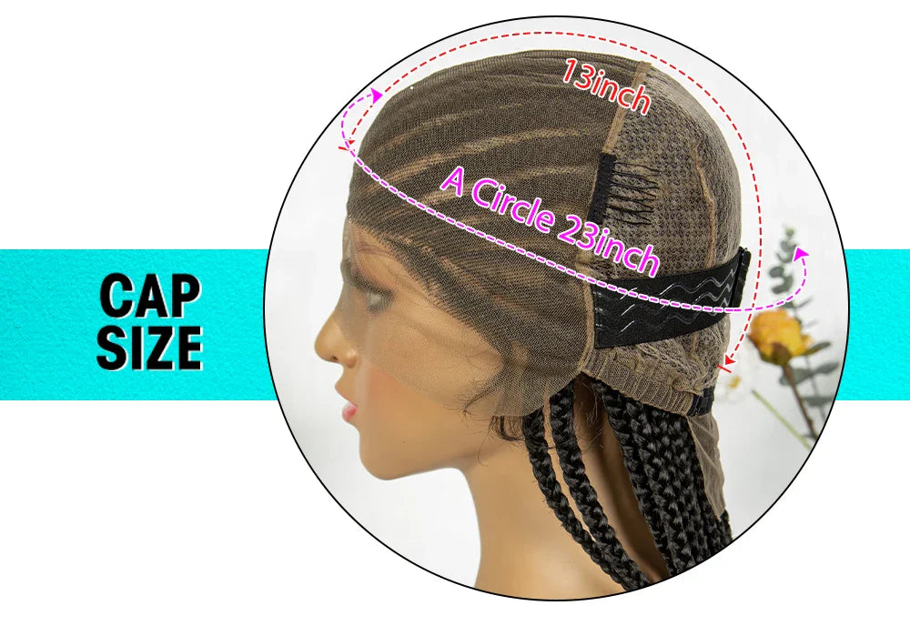 Fulani Stitch Cornrow Box Braids Wig | Transparent Full Lace | Baby Hair | Black Women