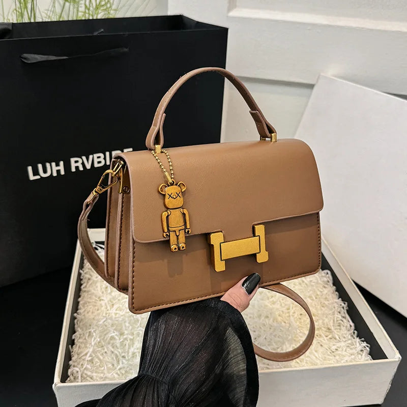 New Fashion Korean Style Small Square Bag | Textured Versatile Shoulder Crossbody Handbag for Women (Solid Color)