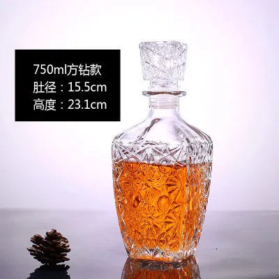 Novelty Design Multi Styles Barware Wine Glass Bottle 250-1000ml Lead-free Glass Whiskey Decanters for Liquor Scotch Bourbon