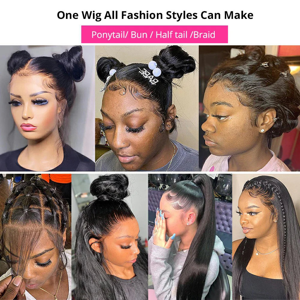 360 Lace Wig | Brazilian Bone Straight Hair | 13x6 & 13x4 Lace Frontal Wigs | 30-36 Inches