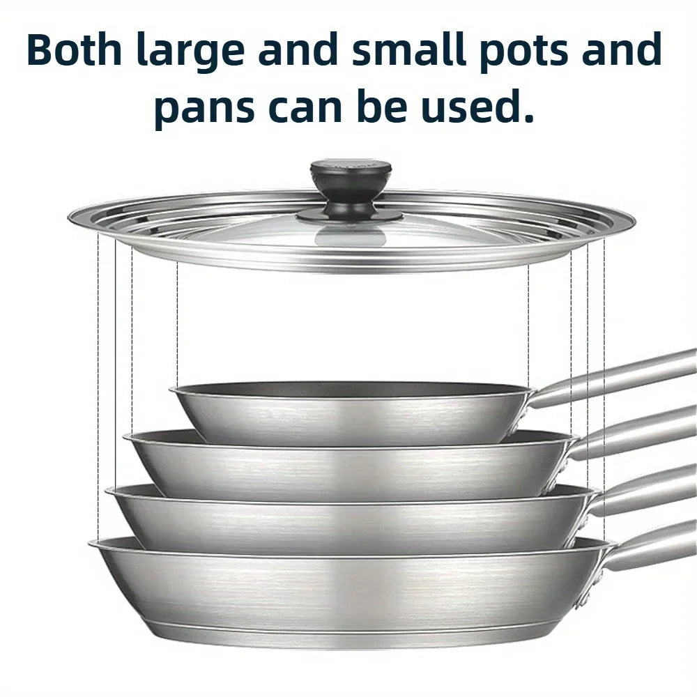 Universal Round Stainless Steel Frame Kitchen Spill-proof Cooking Pot Cover with Glass for Hotels and Restaurants