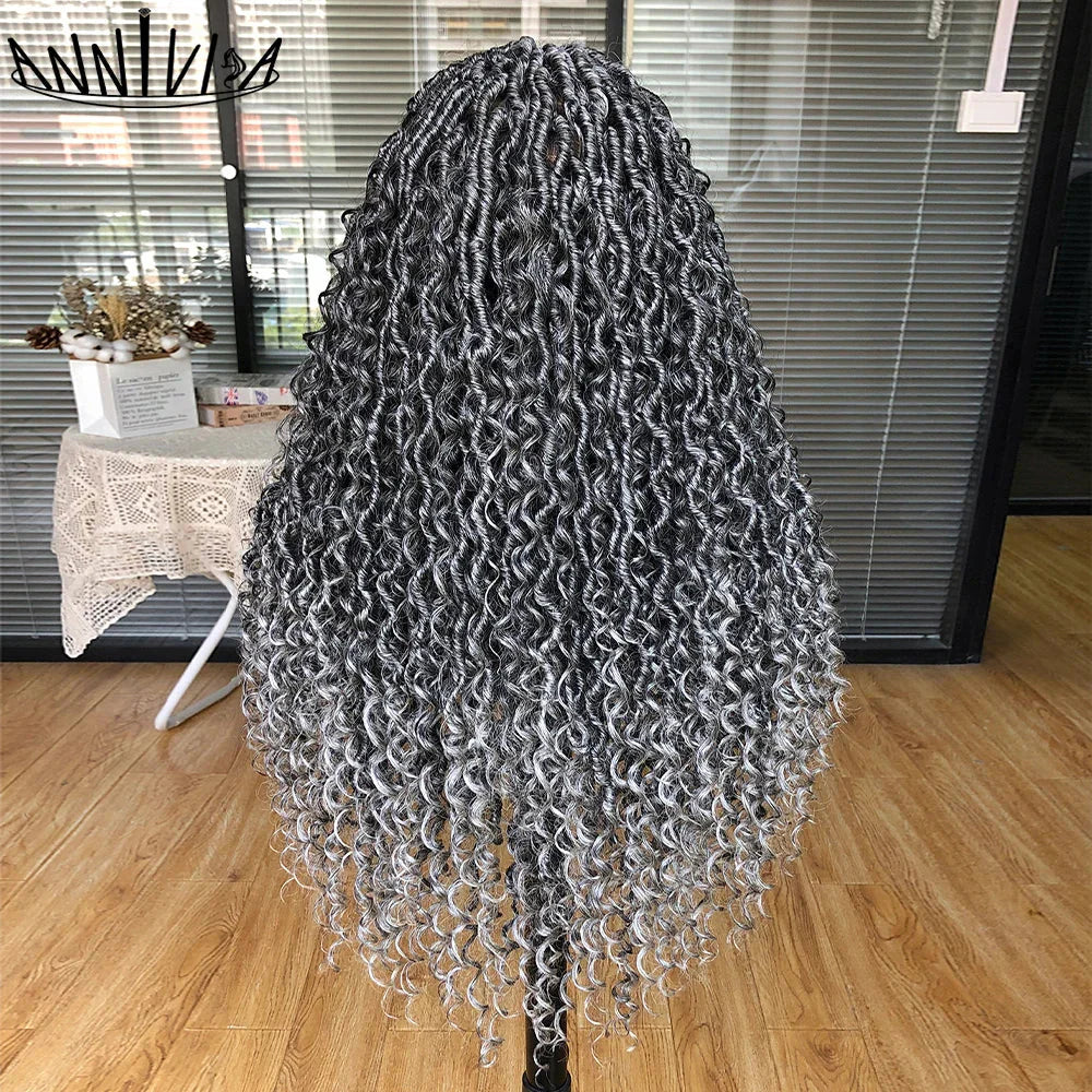 Luxurious Goddess Faux Locs Wig | Full Lace Braid with Baby Hair | Bohemian Twist Crochet Curls | Kanekalon Synthetic Wig for Black Women