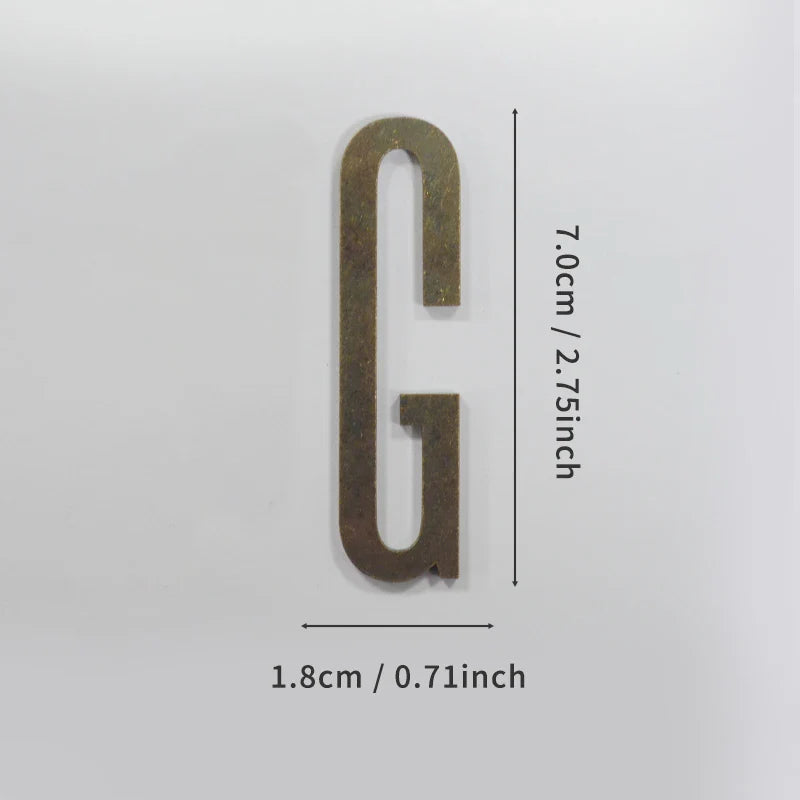 Bronze Self Adhesive House Number Metal English Alphabet Letters for Apartment Room Door Plate Table Mailbox Number Stickers 7cm