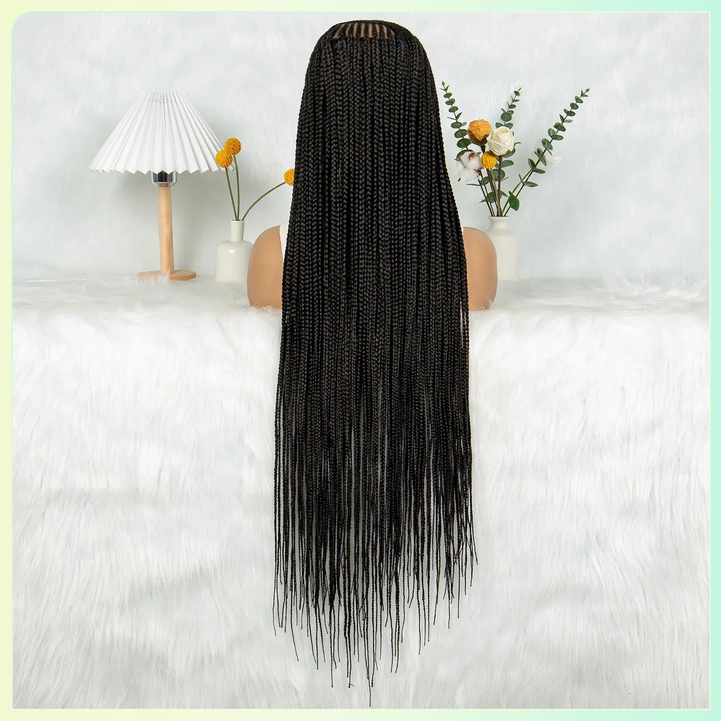 HD Transparent Full Lace Cornrow Knotless Box Braids Goddess Braided Wig