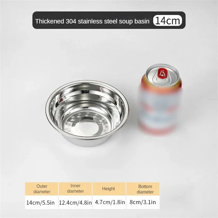 SUS304 stainless steel household deep noodle soup bowl, circular mixing bowl, salad bowl, steel bowl, rice mixing bowl
