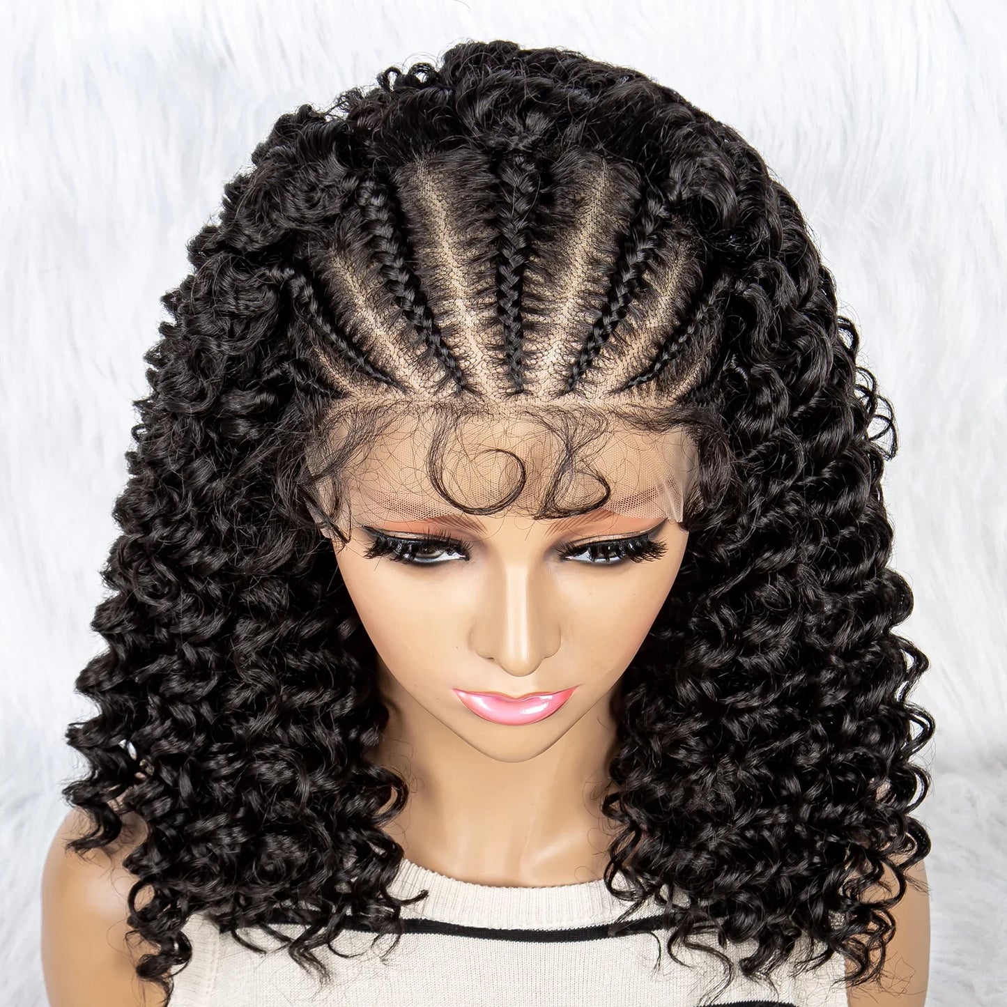 Kinky Curly Braided Bob Wig | Lace Front with Baby Hair