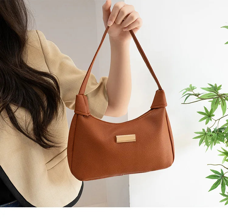 Women's Retro Solid Color PU Leather Handbag | Fashion Shoulder Underarm Casual Hobo Bag for Ladies