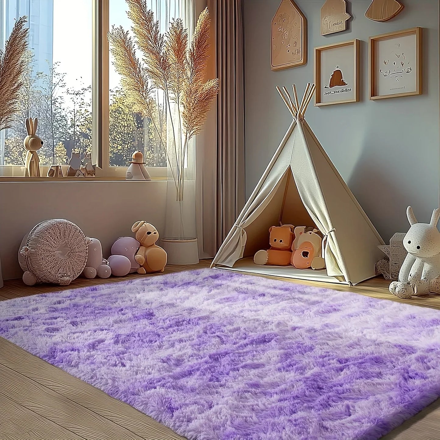 VIKAMA Silky Dream Purple Carpet High-end Carpet For Live Room  Girls Bedroom Carpet Bedside Rugs Warm Washable Carpet Home Deco