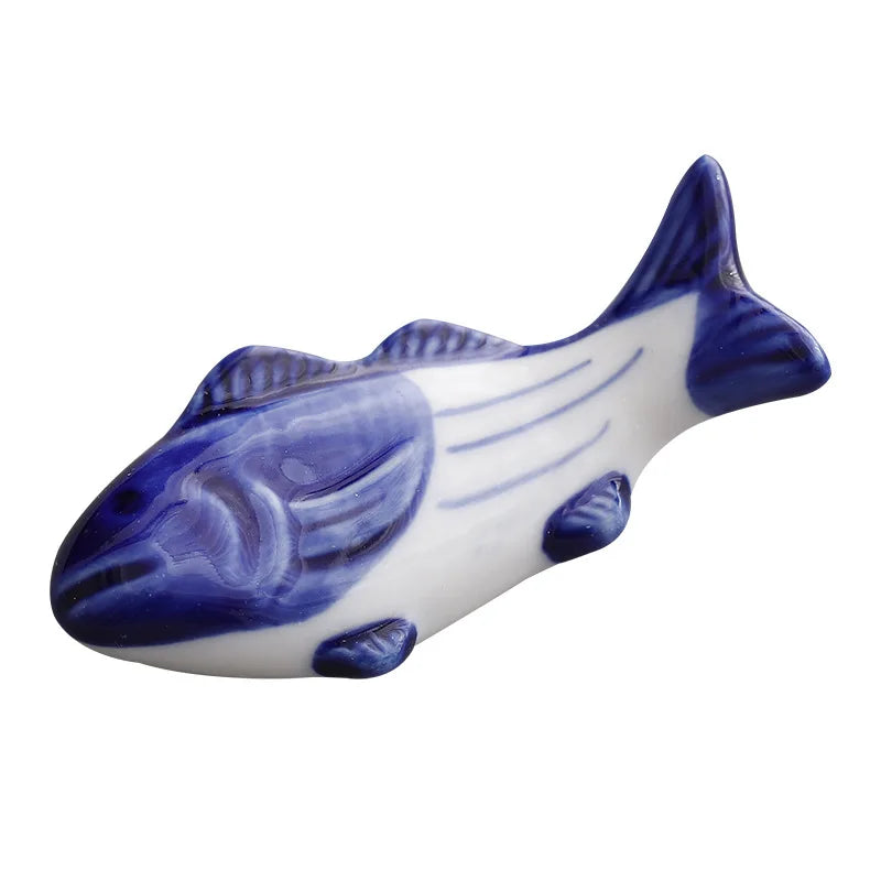 Cute Ceramic Fish Shape Chopsticks Holders Chopstick Stand Shelf Cartoon Animals Spoons Fork Rack Ceramic Rest Kitchen Utensil