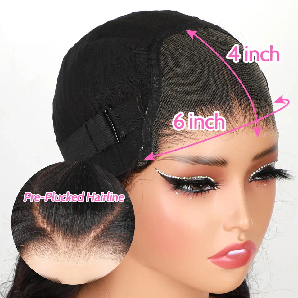 Wear & Go Deep Wave HD Glueless Wig | 6x4 Transparent Lace Peruvian Remy Human Hair (Pre-Plucked & Bleached Knots)