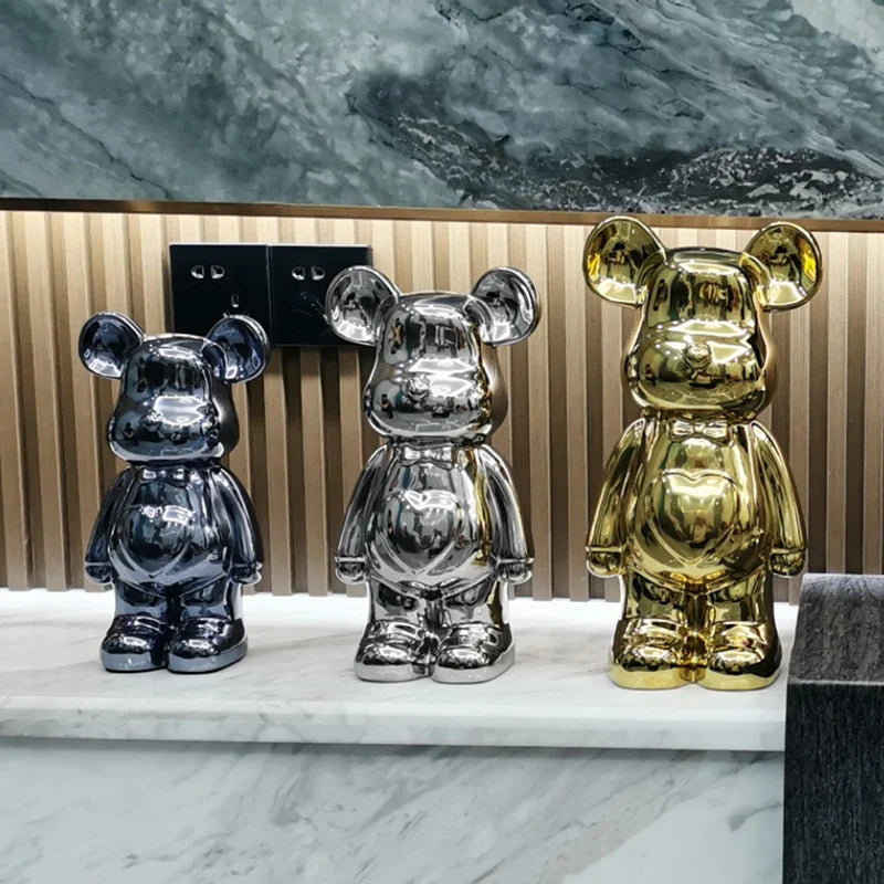 27/cm Ceramic Cartoon Teddy Bear Figurine Love Bear Ornament Living Room Small Piggy Bank Wine Cabinet Desktop Home Decoration