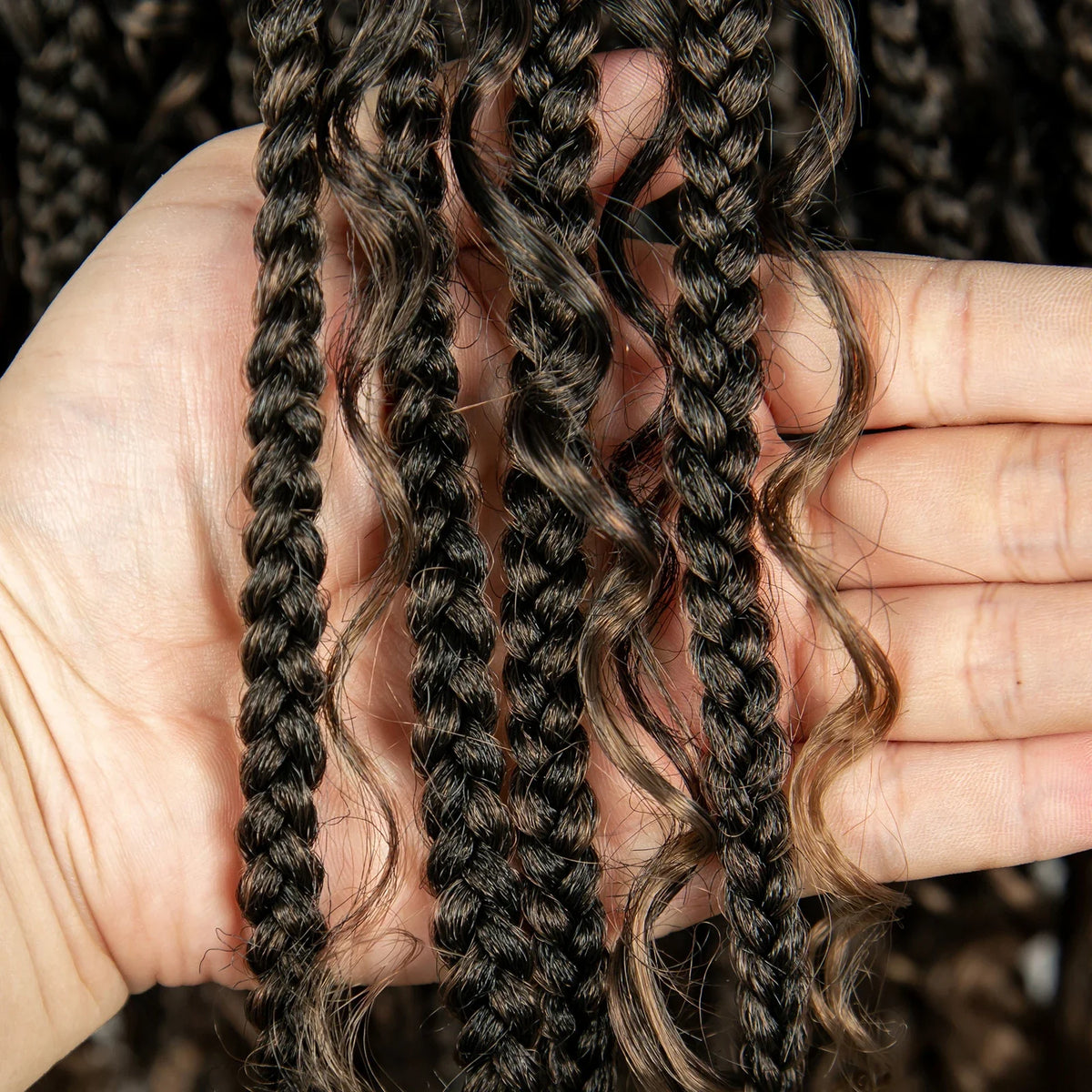 Ombre Knotless Braids Wig | Curly Ends | Full Lace | Baby Hair | Handmade