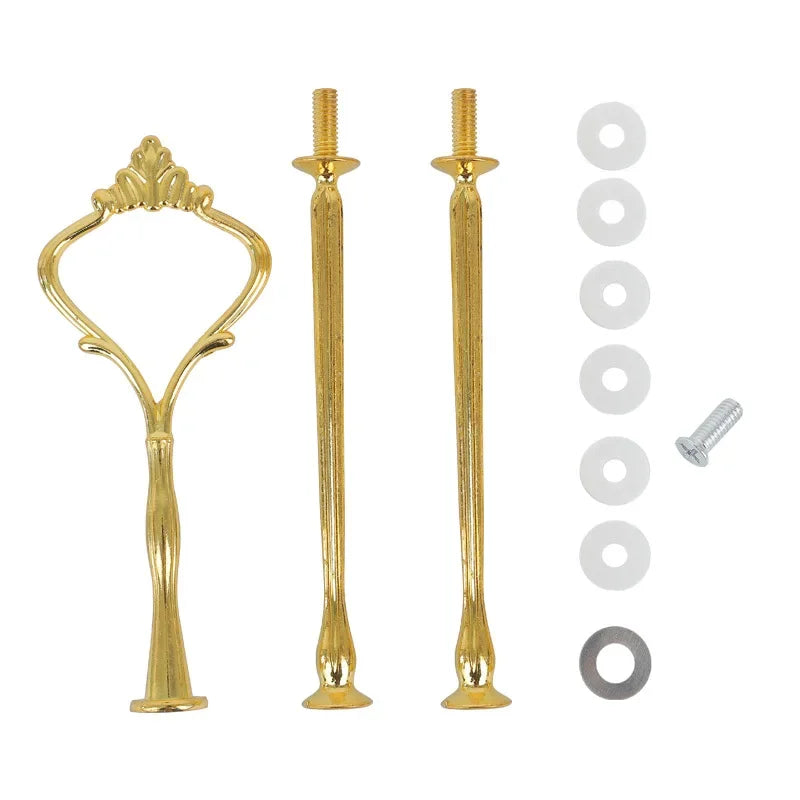 1/2/3 Tiers Zinc Alloy Crown Cake Stand Pillar Without Plate Desserts Fruits Cookie Rack Handle Wedding Party Accessories
