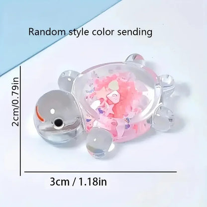 Cute Luminous Glitter Turtle Statue Charms for DIY Keychains Living Room Decor, Indoor & Outdoor Use