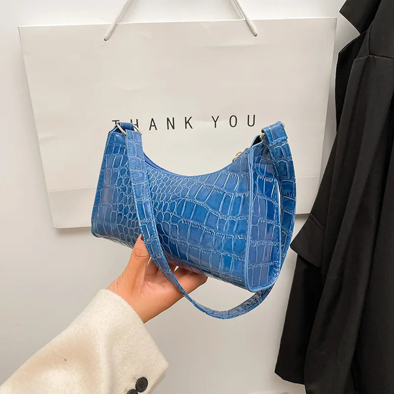 Fashion Exquisite Shoulder Bag | Retro Casual Women's Tote & Female Leather Solid Color Chain Handbag (Small Square Armpit Bag)