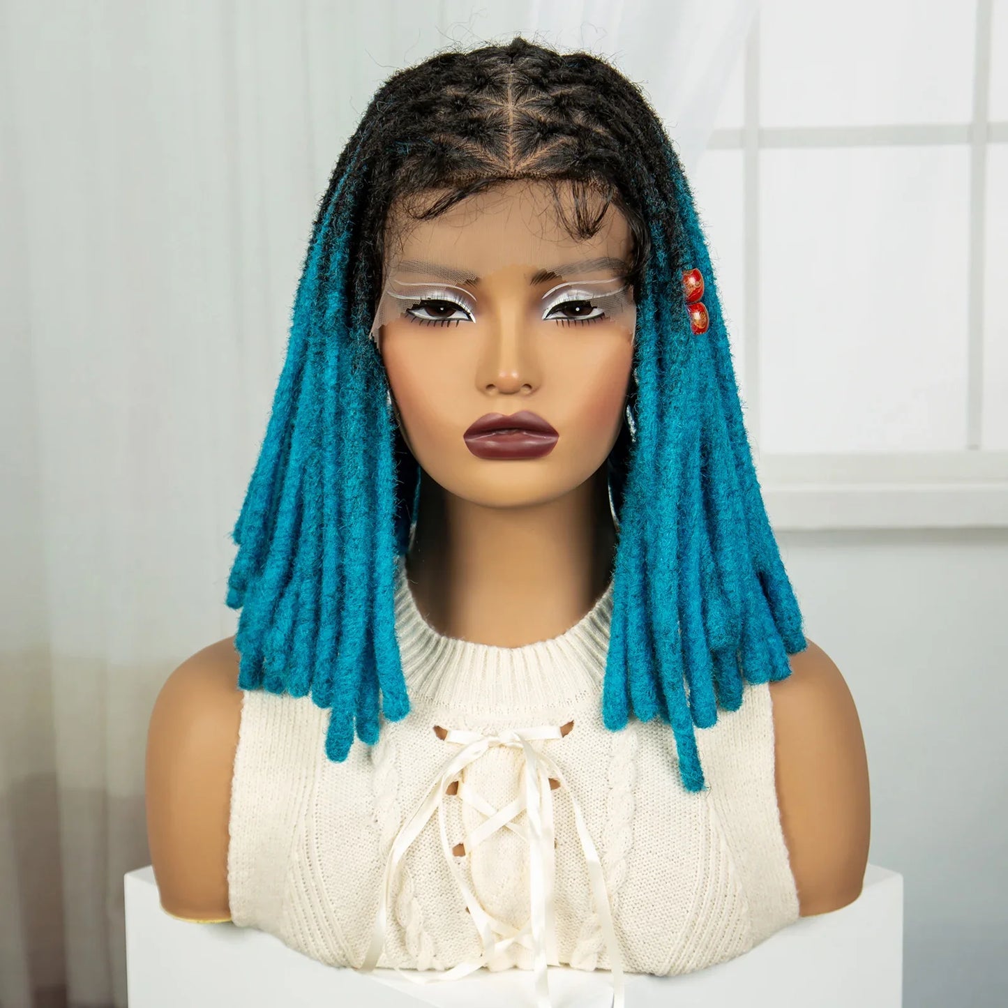 Red Faux Locs & Knotless Braids Wig | Full Lace | Baby Hair | Dreadlock Style