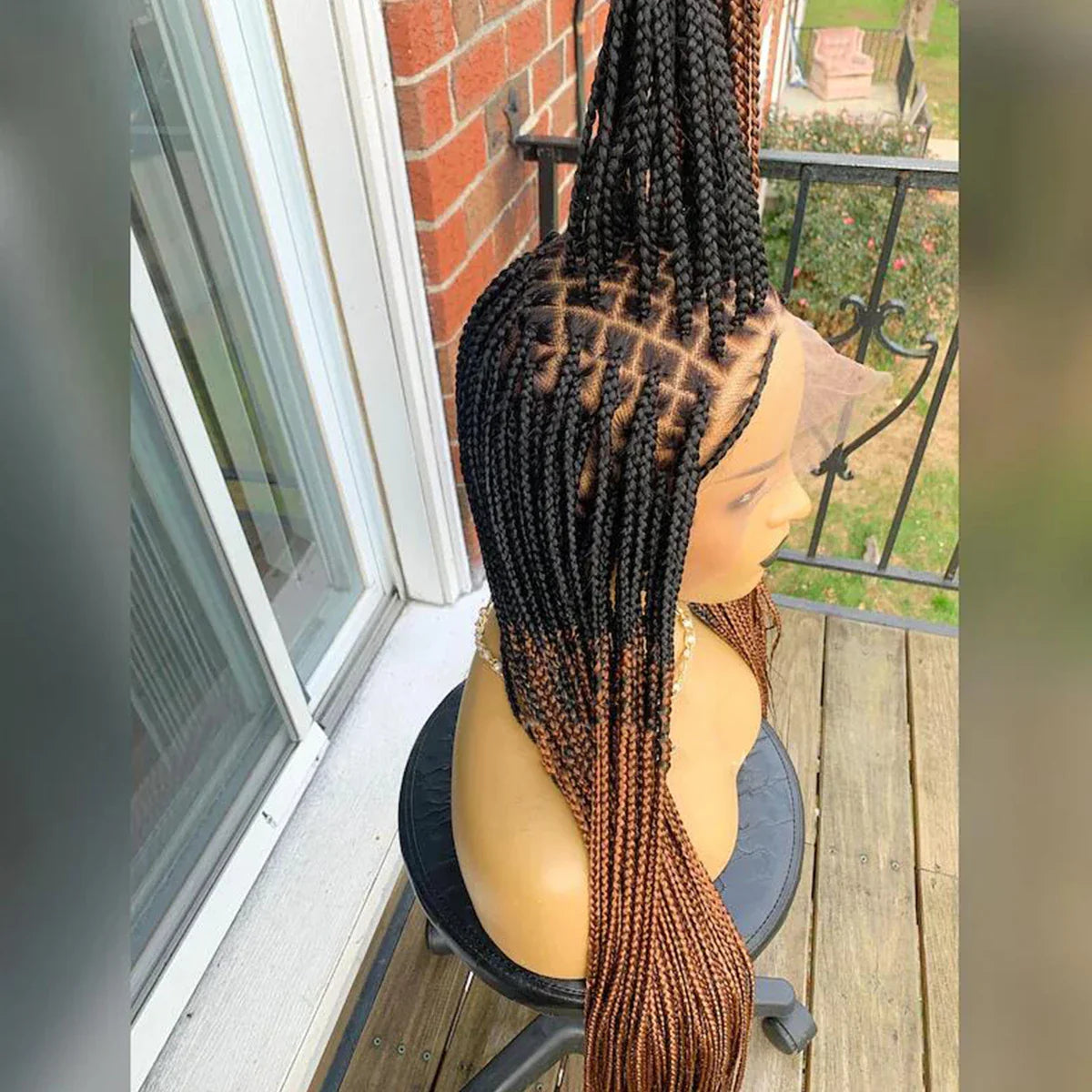 Ombre Blonde Knotless Box Braided Wig | Full Lace Braids Wig | Senegalese Twist, Passion Twist, Faux Locs Styles Available | Kanekalon Hair