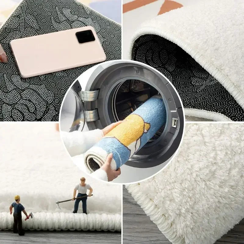 VIKAMA Tiger-Patterned Carpet, Soft Imitation Cashmere Carpet, Warm Bedroom Bedside Rug, Living Room Floor Mat, Home Decoration